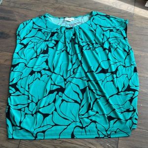 Liz Claiborne plus blouse - 2x - turquoise and black